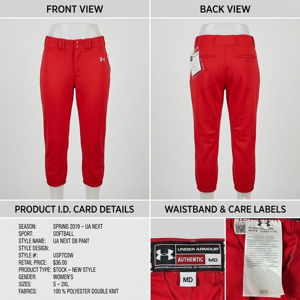 New‎ Under Armour UA Next SB Pant Women Medium Red Softball Athletic Pants